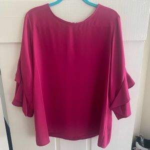 LAST CALL B4 GOODWILL Pink Alfani blouse with flowing sleeves, size XL